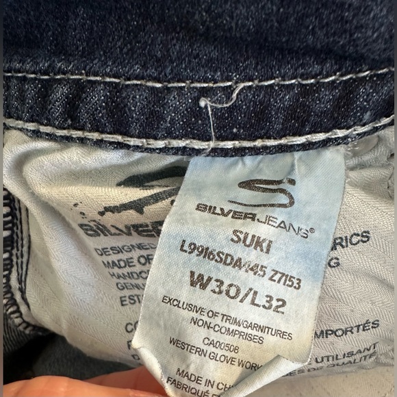 SILVER Jeans Suki Bootcut Jeans Denim Dark Wash Thick White Stitch Mid Rise - Picture 10 of 14